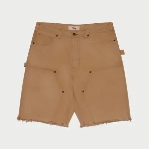 Denim Double Knee Shorts (Camel)