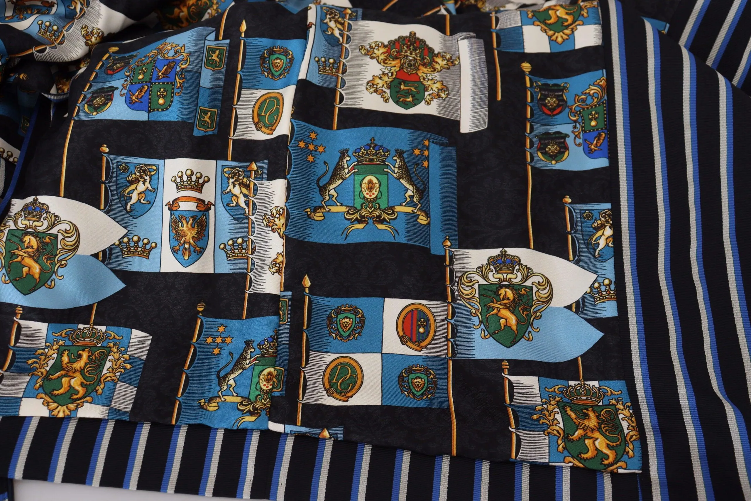 Dolce & Gabbana Black Blue Martini Printed Lining Robe