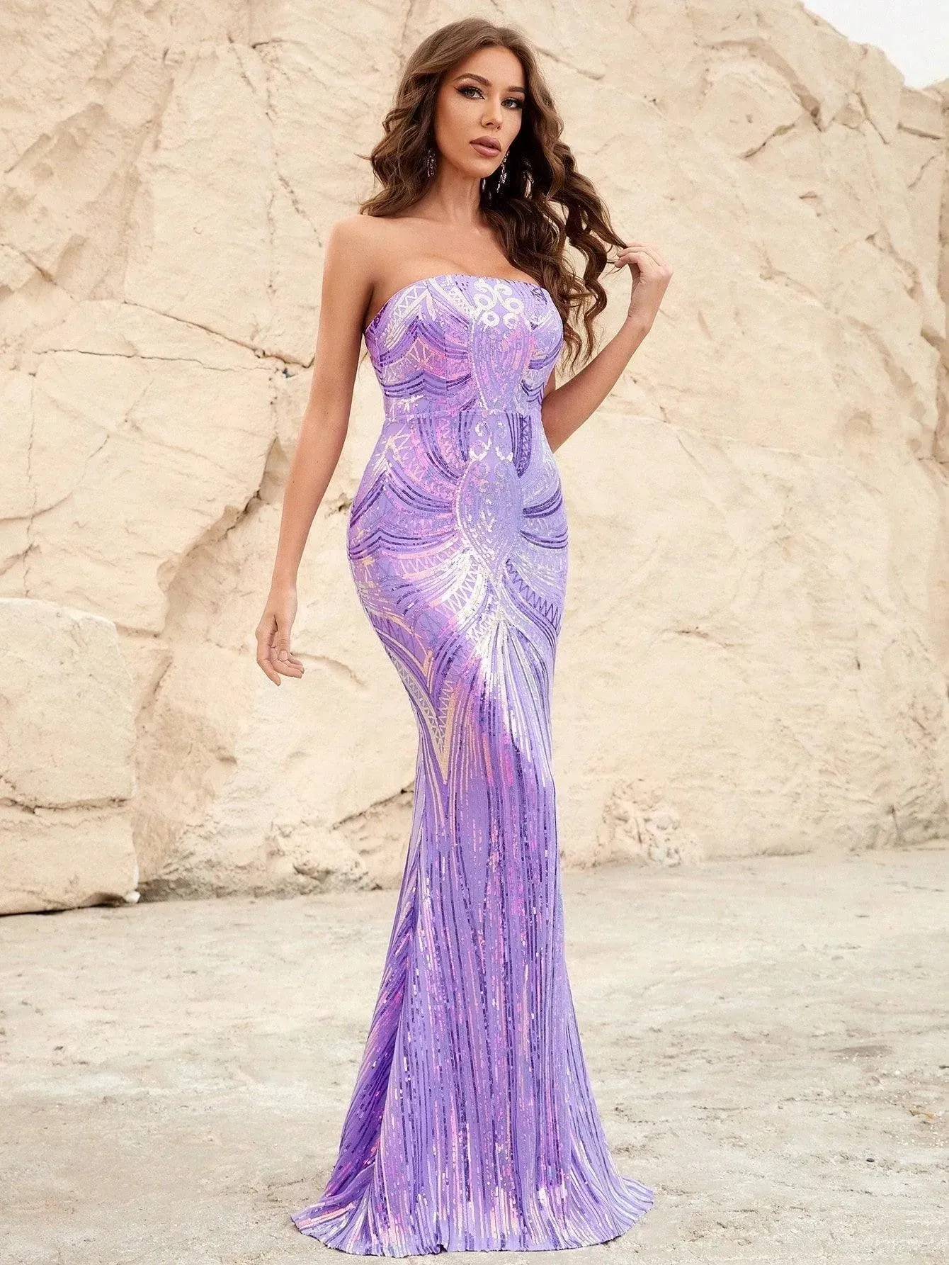 Elegant Mermaid Hem Sequin Tube Party Dress