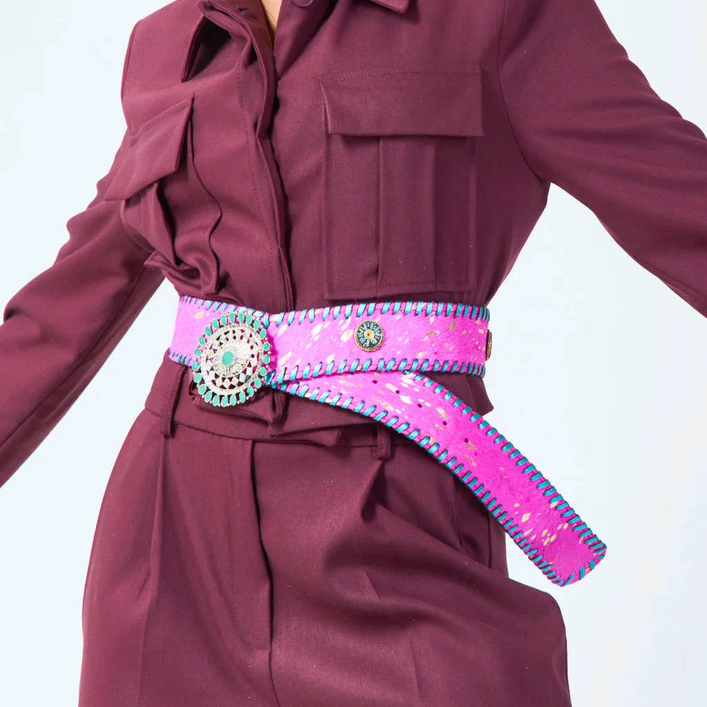 Embellished boho style wide belt wholesale