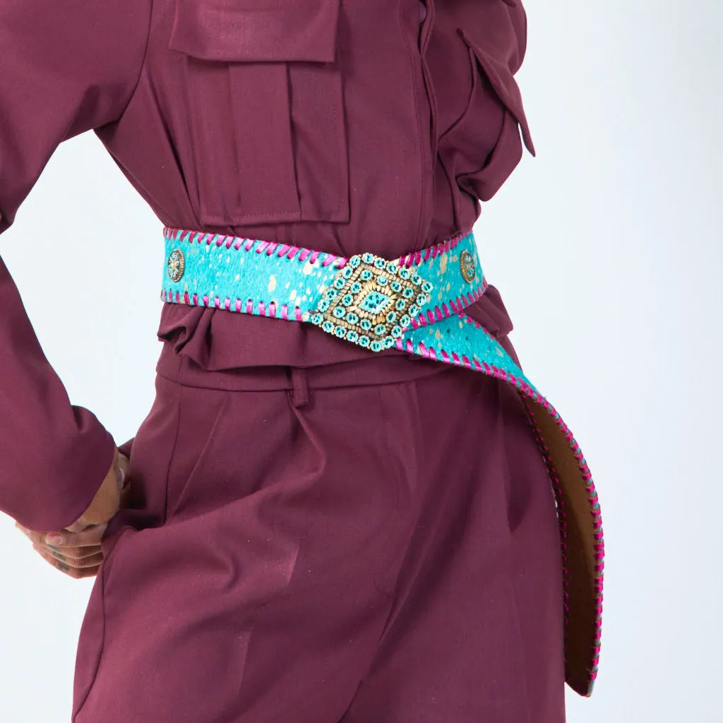 Embellished boho style wide belt wholesale