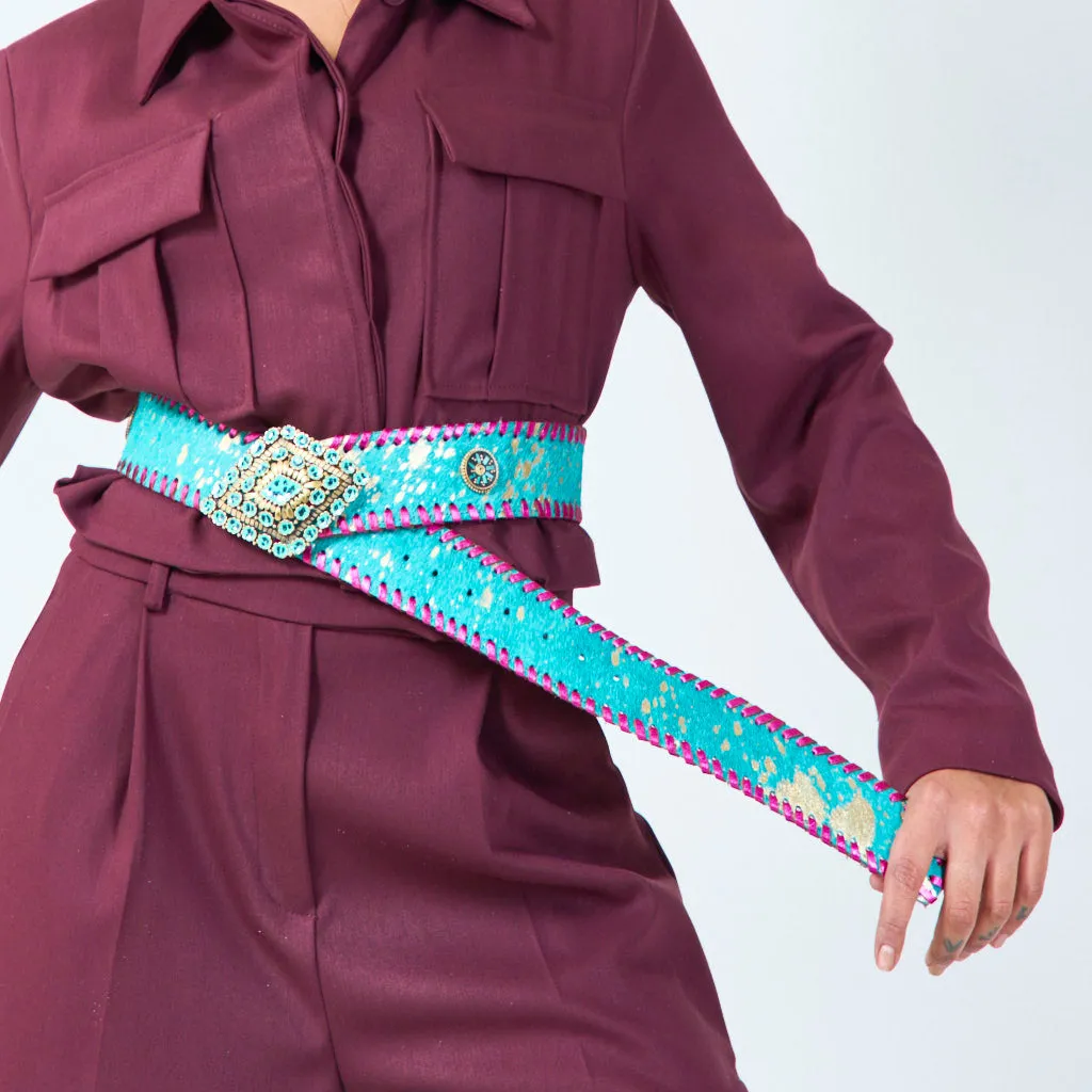 Embellished boho style wide belt wholesale