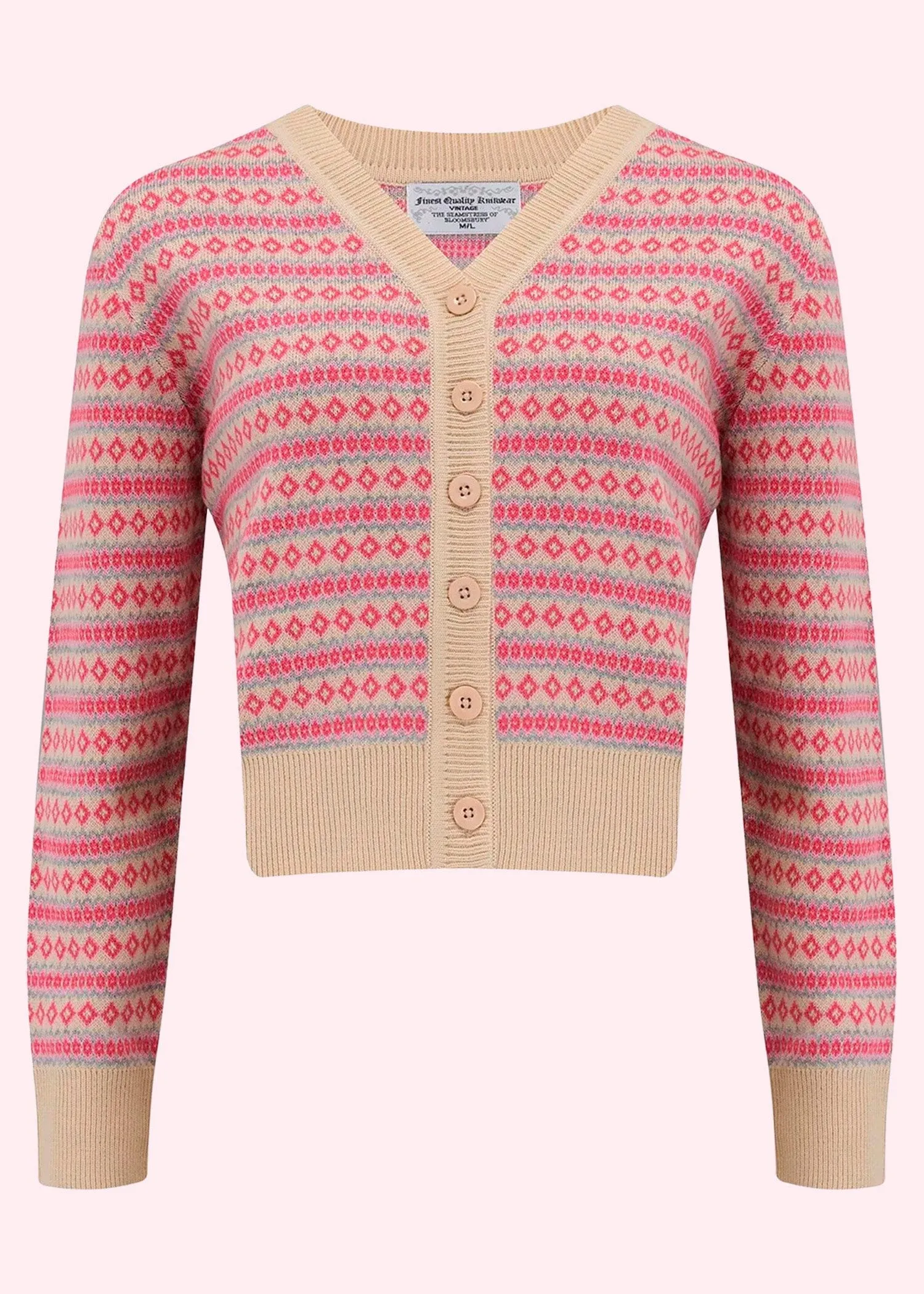 Fair Isle Cardigan i pink