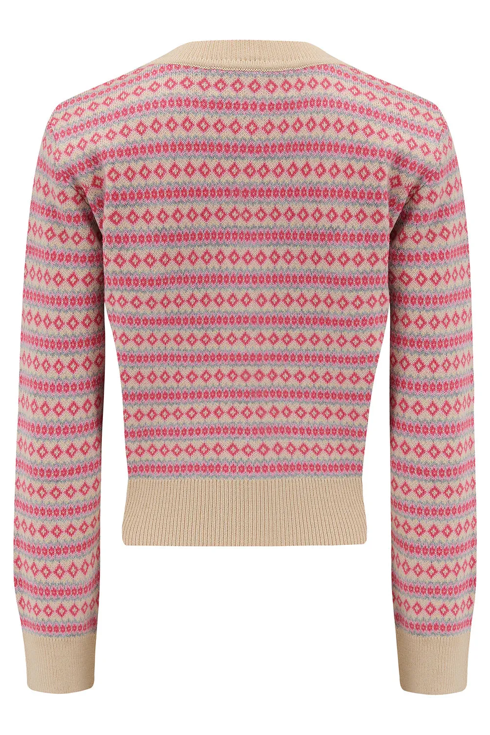 Fair Isle Cardigan i pink