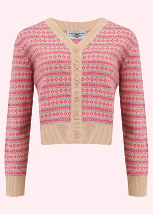 Fair Isle Cardigan i pink
