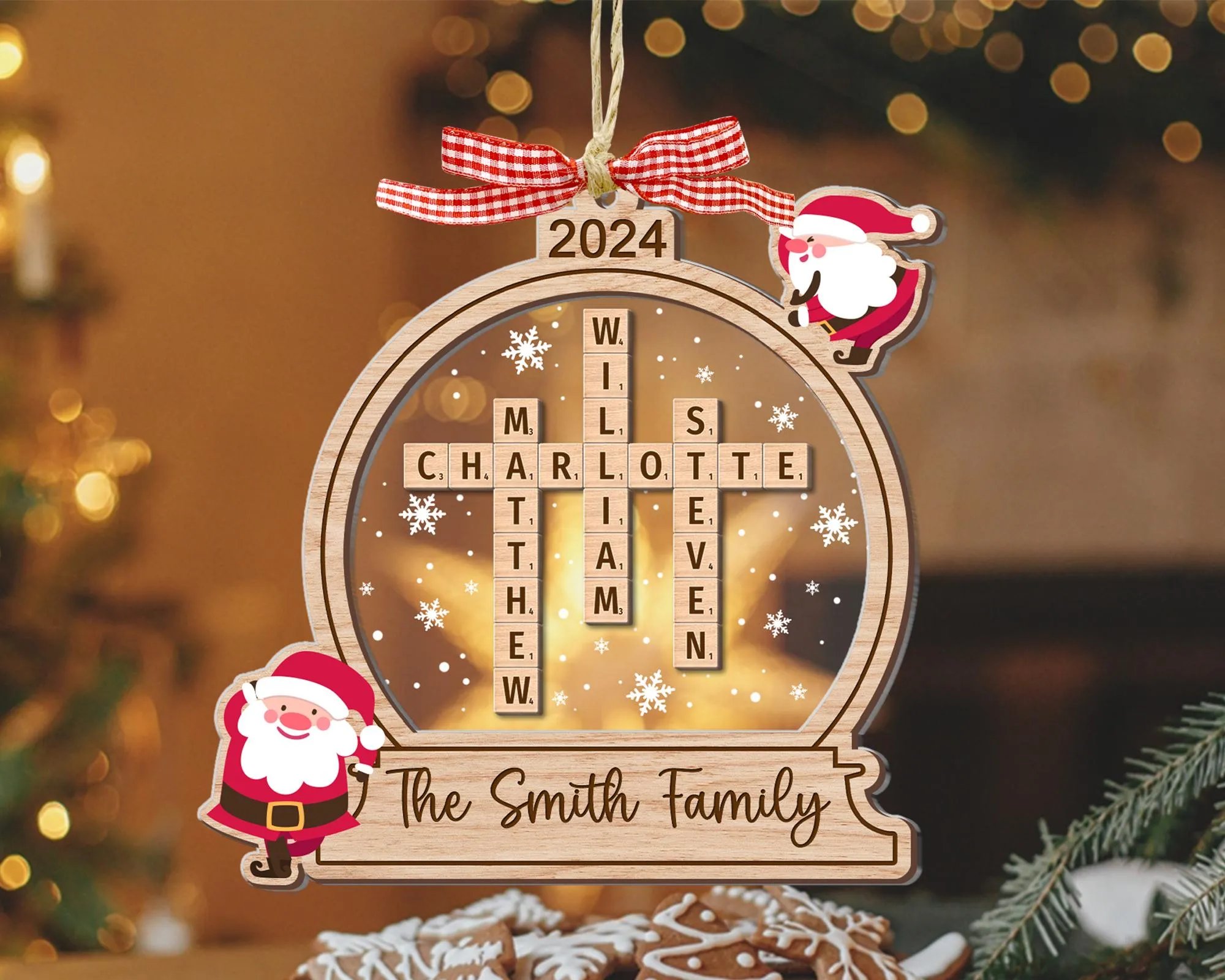 Family Crossword Ornament, Family Ornament, Family Names Puzzle, Christmas Ornament, 2024 Family Christmas Gift, Family Keepsake 2 OROC24