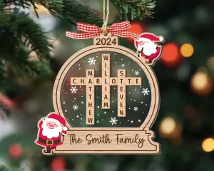 Family Crossword Ornament, Family Ornament, Family Names Puzzle, Christmas Ornament, 2024 Family Christmas Gift, Family Keepsake 2 OROC24
