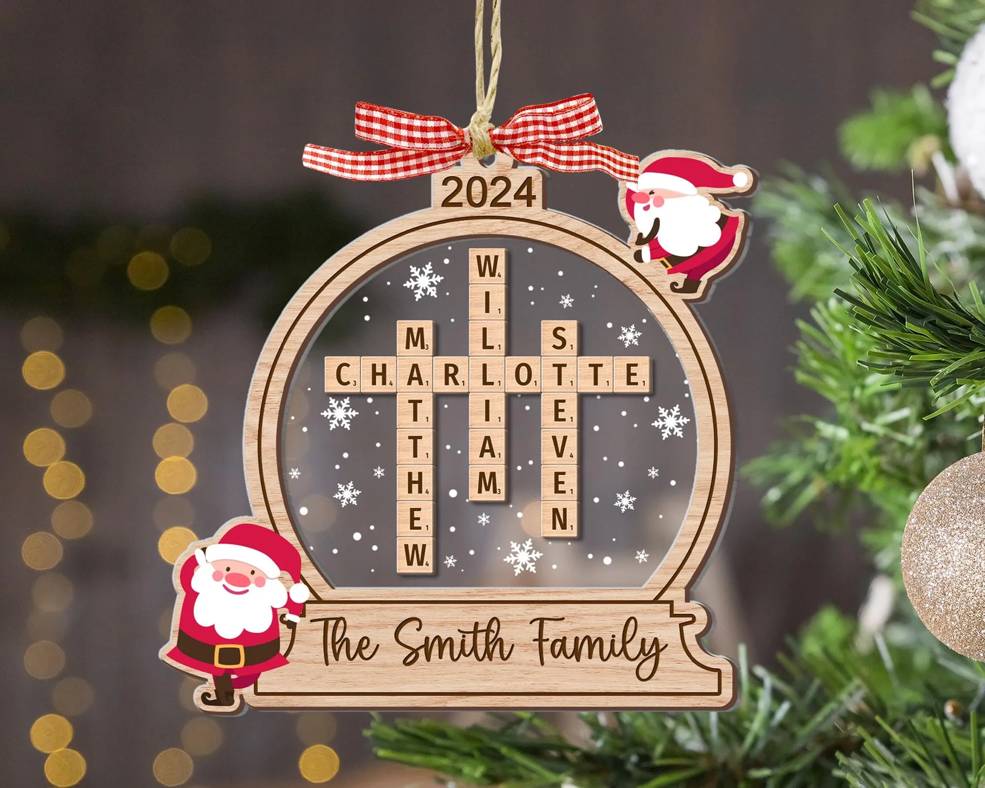Family Crossword Ornament, Family Ornament, Family Names Puzzle, Christmas Ornament, 2024 Family Christmas Gift, Family Keepsake 2 OROC24