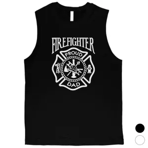 Firefighter Dad Mens All American Cool Proud Muscle Shirt Dad Gift