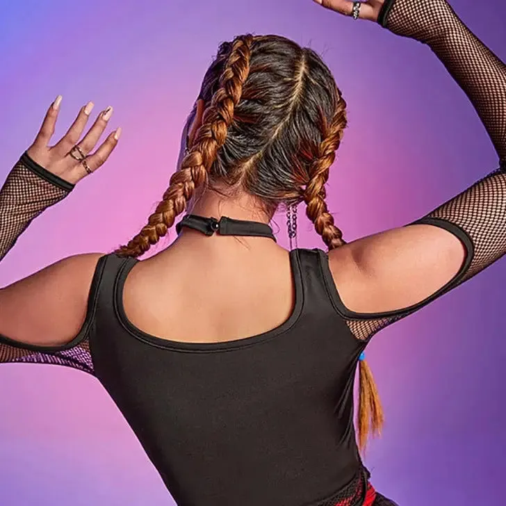 Fishnet Cut Out Halter Bandage Crop Tops Open Shoulder