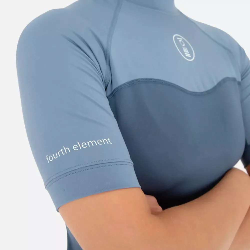 Fourth Element Women's Short Sleeve Hydro-T Rashguard - Ocean Blue/Deep Blue
