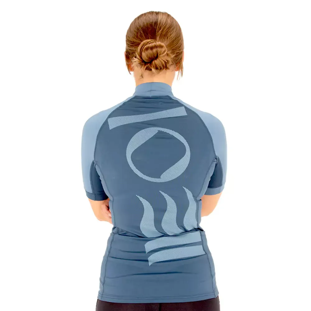 Fourth Element Women's Short Sleeve Hydro-T Rashguard - Ocean Blue/Deep Blue