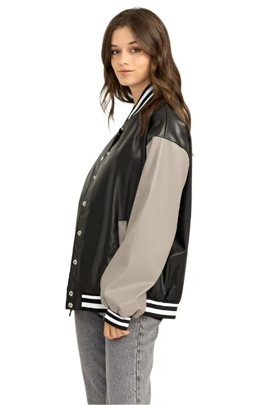 Game On Pu Colorblock Baseball Jacket