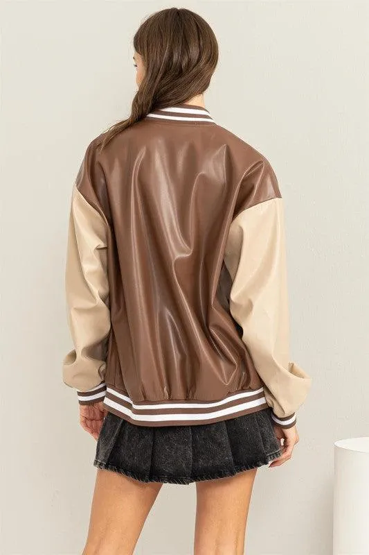 Game On Pu Colorblock Baseball Jacket