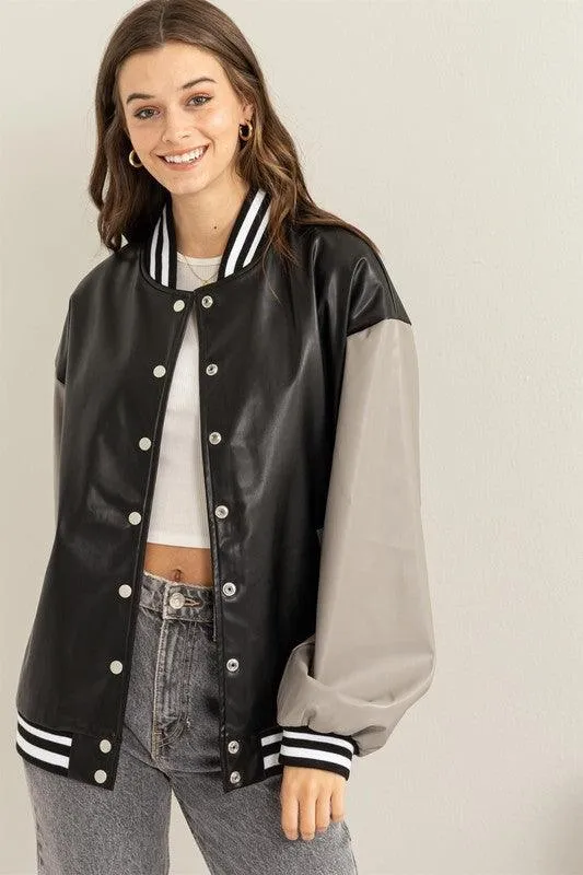 Game On Pu Colorblock Baseball Jacket