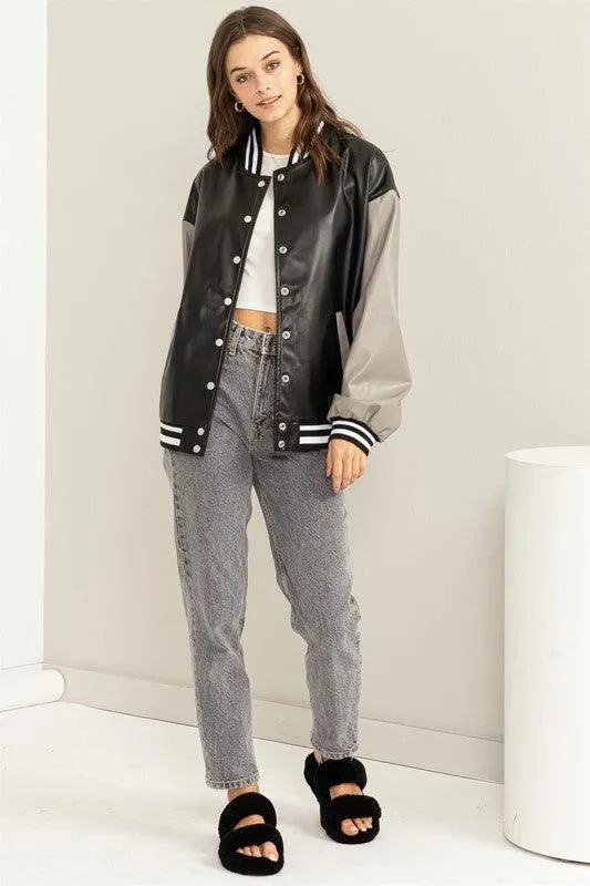 Game On Pu Colorblock Baseball Jacket