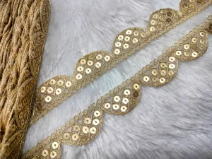 Golden Sequins Work Scalloped Golden Trim