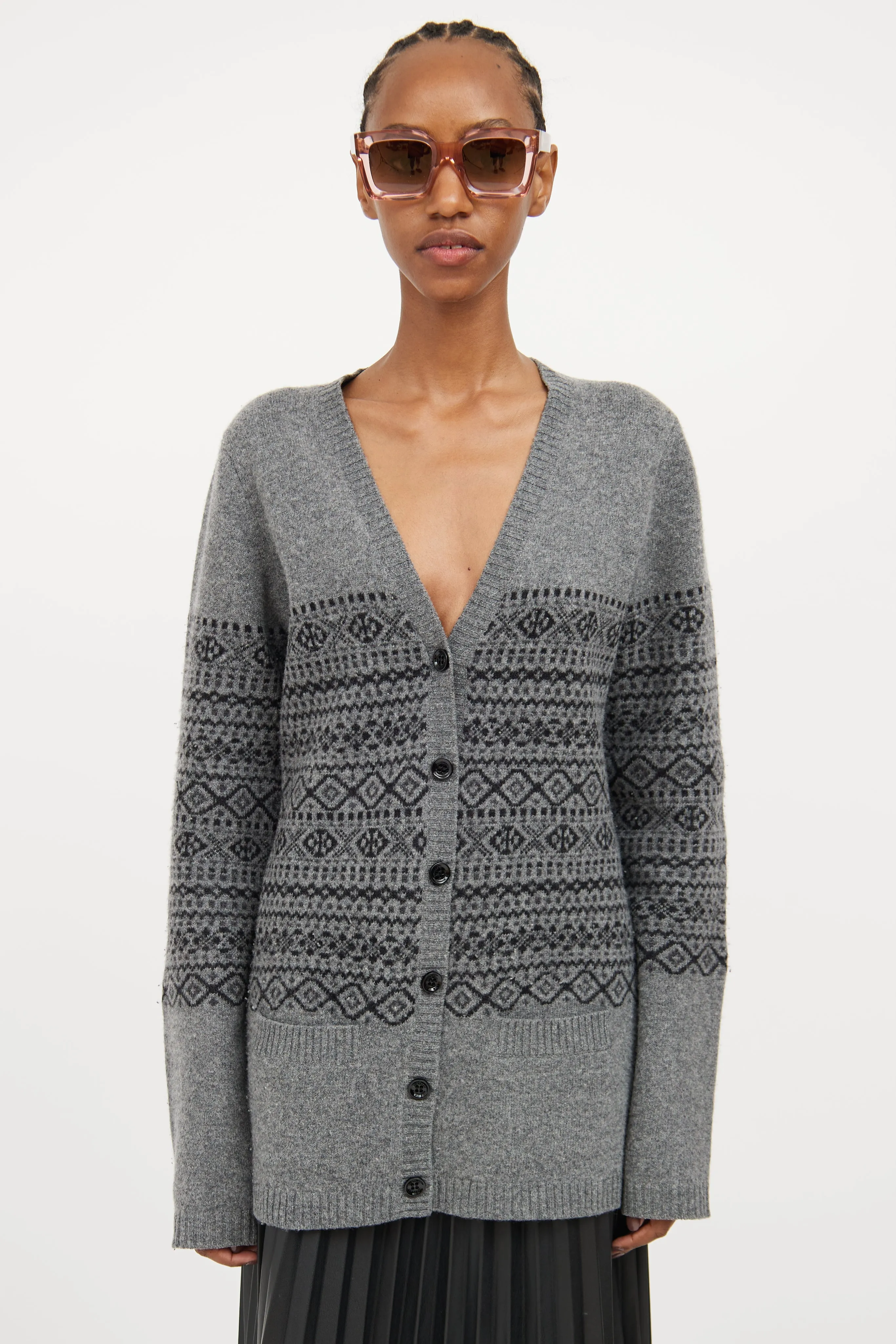 Grey & Black Fair Isle Cardigan