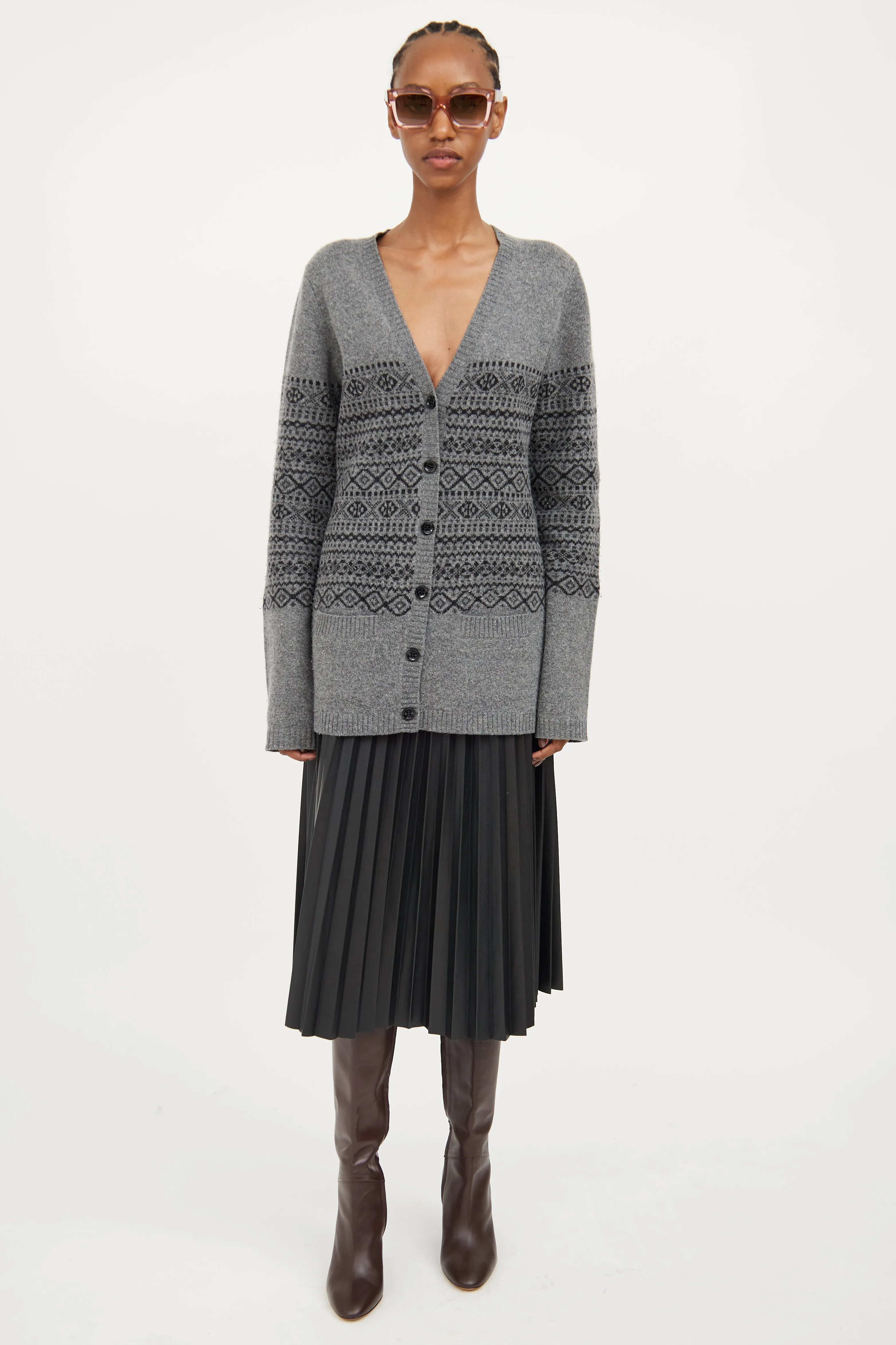 Grey & Black Fair Isle Cardigan
