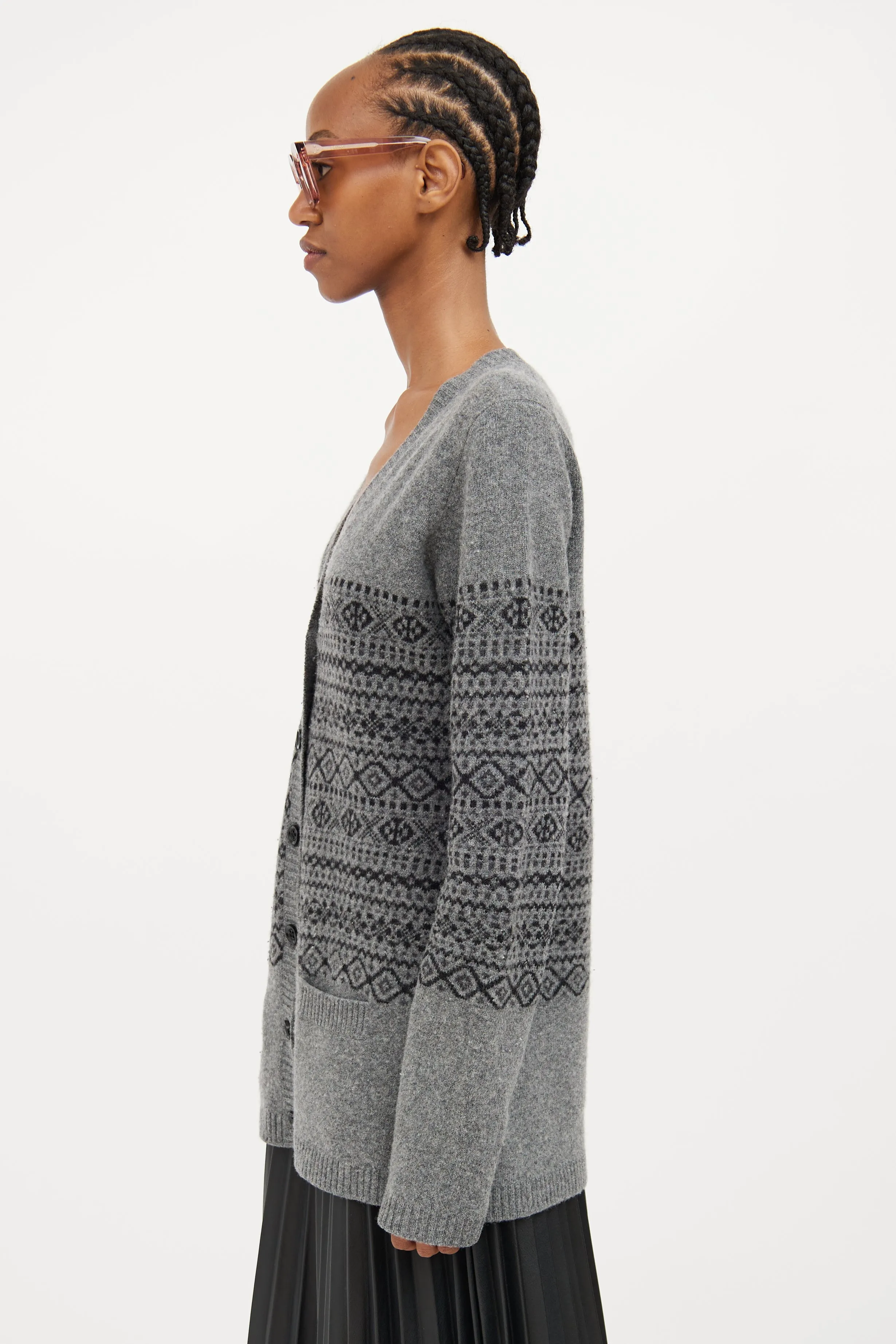 Grey & Black Fair Isle Cardigan
