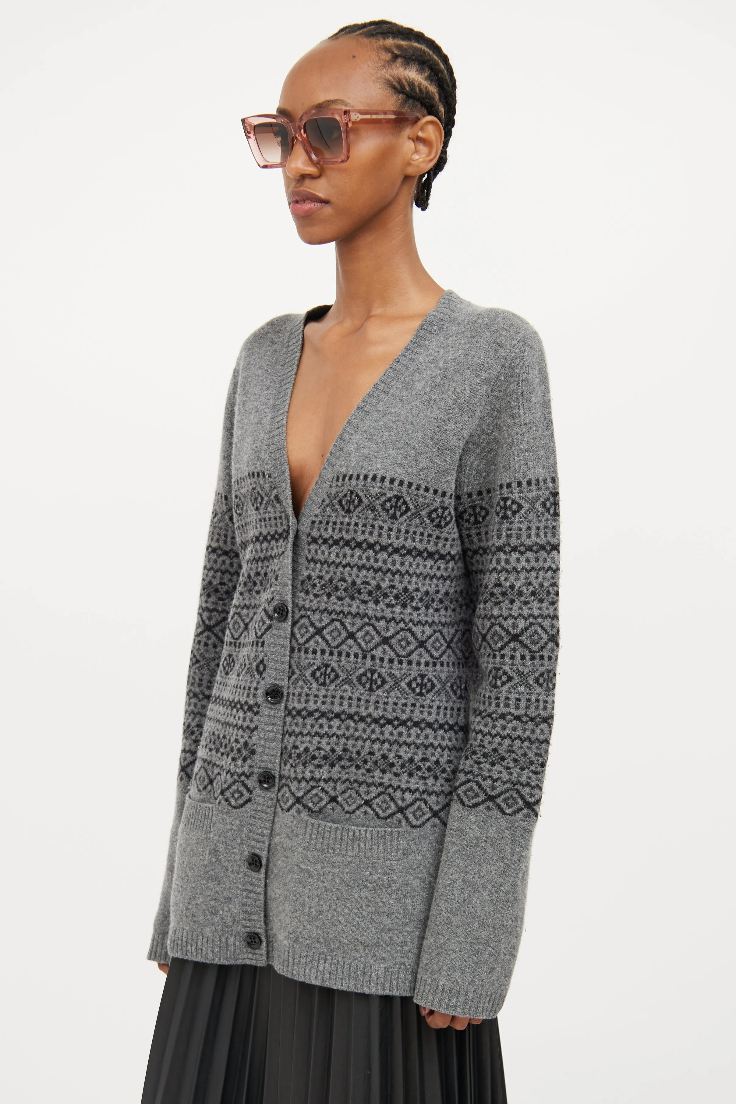 Grey & Black Fair Isle Cardigan