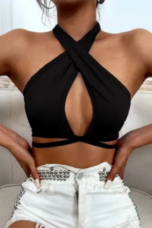 Halter Neck Backless Crop Top