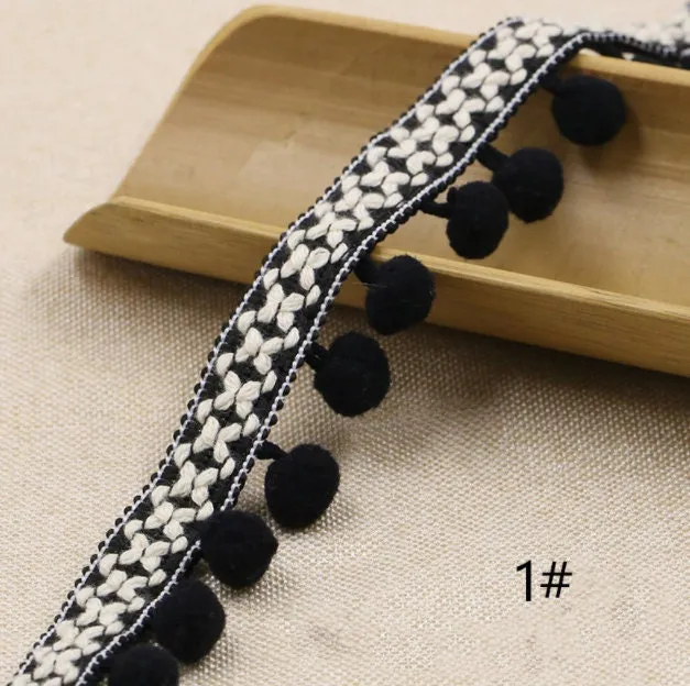 Hand Knitting PomPom Trim, Fabric Sewing Accessories Pompom Trim, PomPom Decoration Tassel Ball Fringe Ribbon Ribbon Ball Fringe, Craft