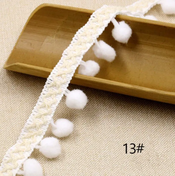 Hand Knitting PomPom Trim, Fabric Sewing Accessories Pompom Trim, PomPom Decoration Tassel Ball Fringe Ribbon Ribbon Ball Fringe, Craft