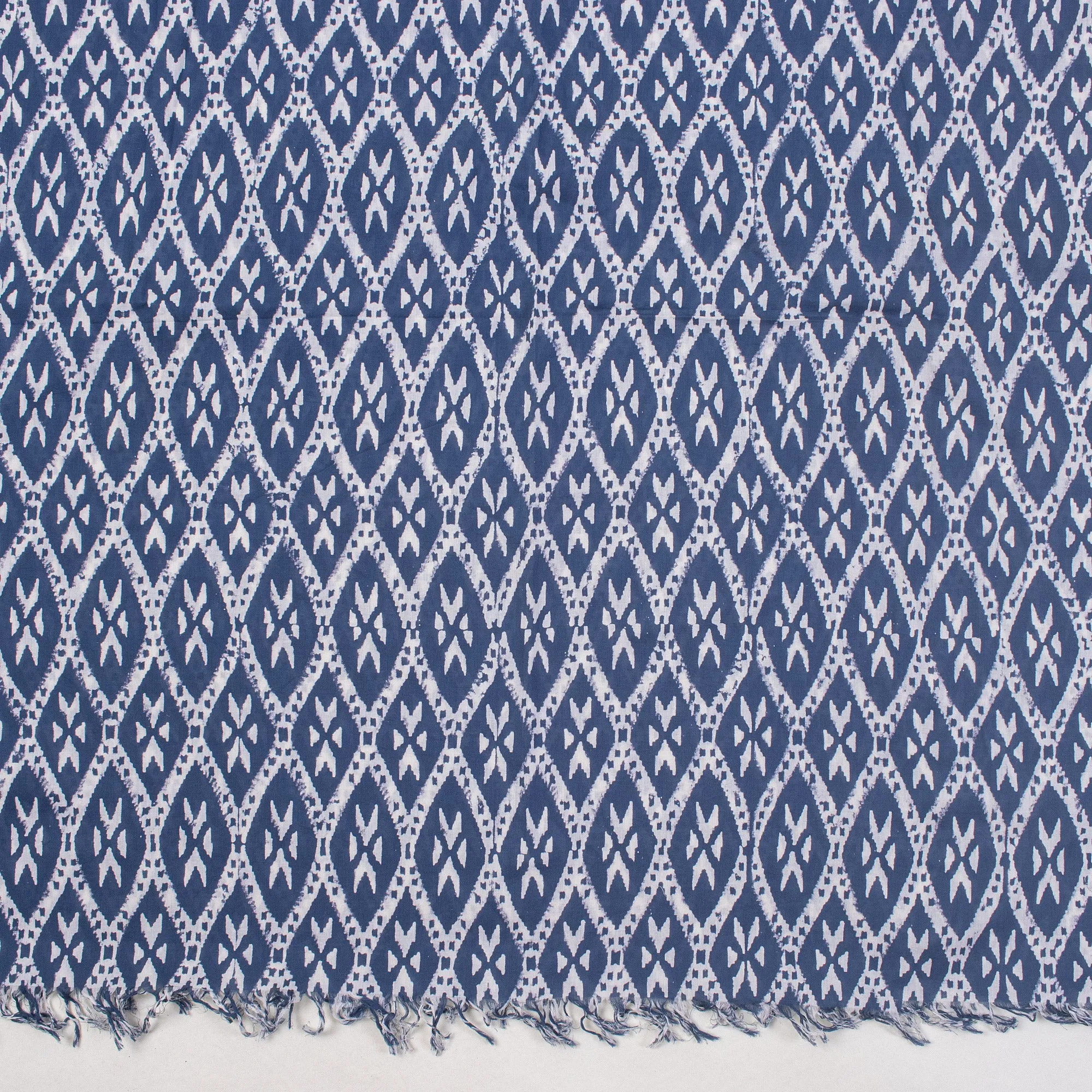 Ikat Indigo Blue Block Print Cotton Beachwear Sarong Wrap