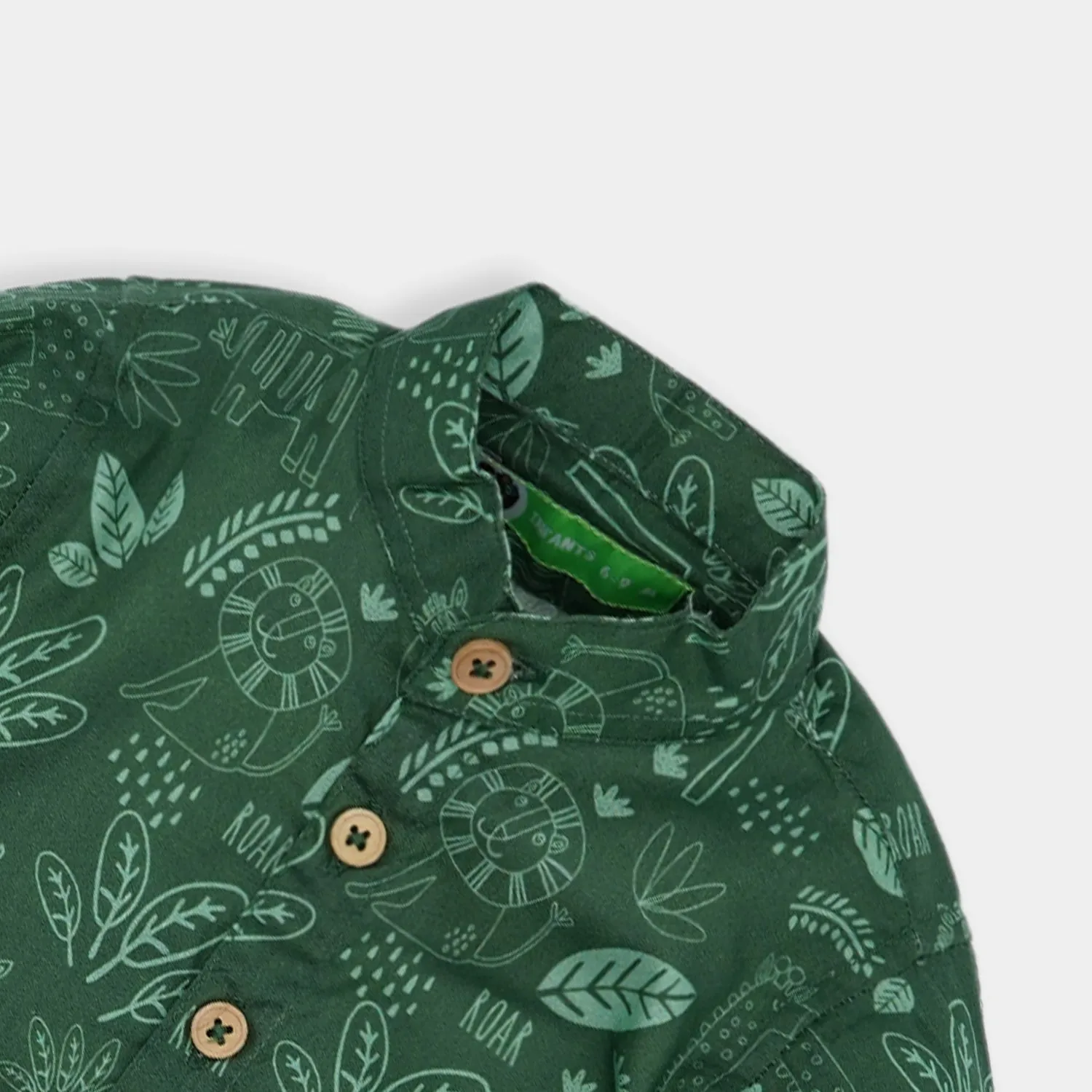 Infant Boys Cotton Interlock Shirt Safari - Green