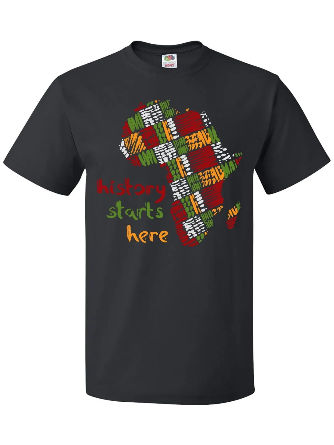 Inktastic Black History Month History Starts Here African Fabric Print T-Shirt