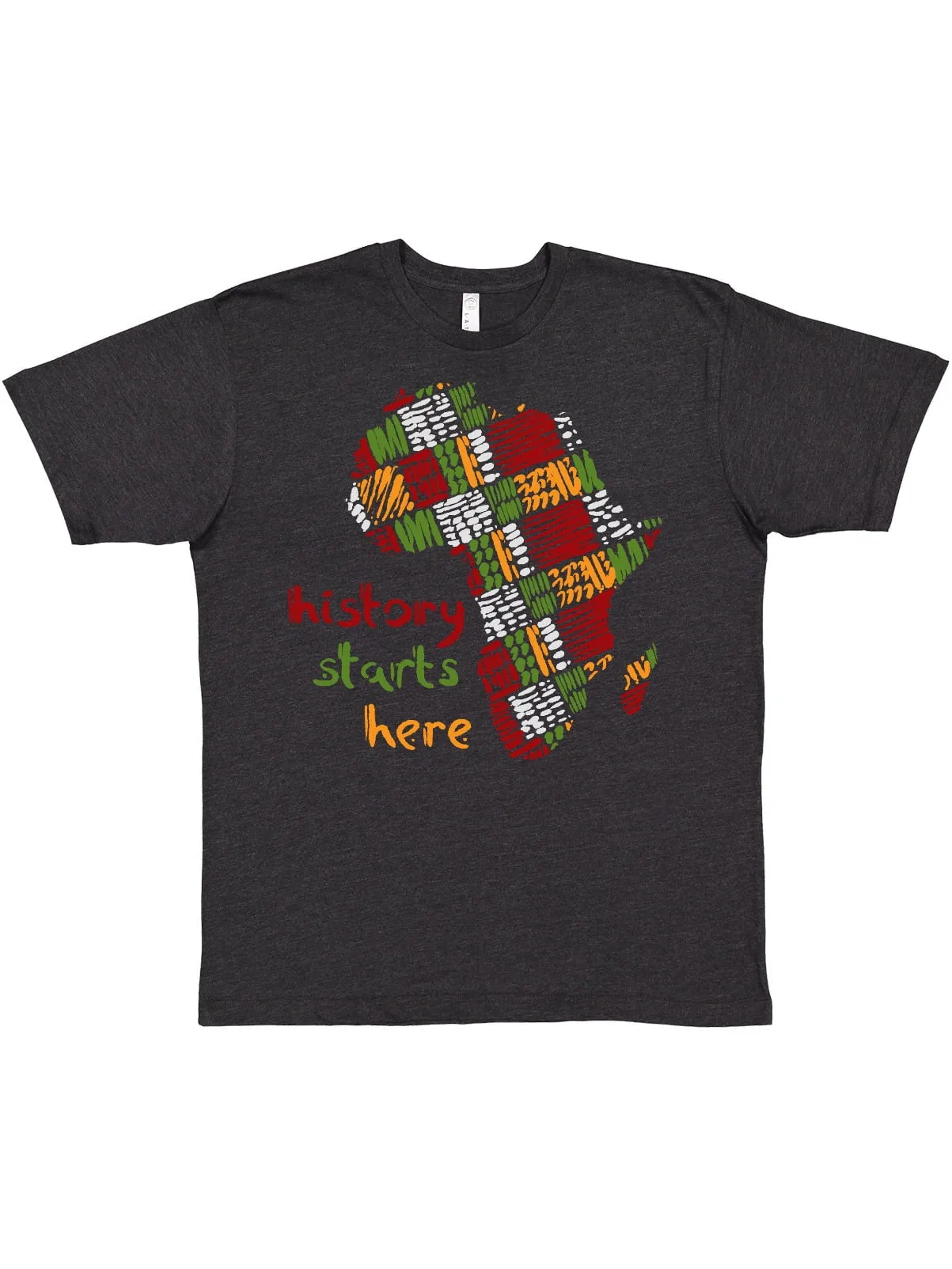Inktastic Black History Month History Starts Here African Fabric Print T-Shirt