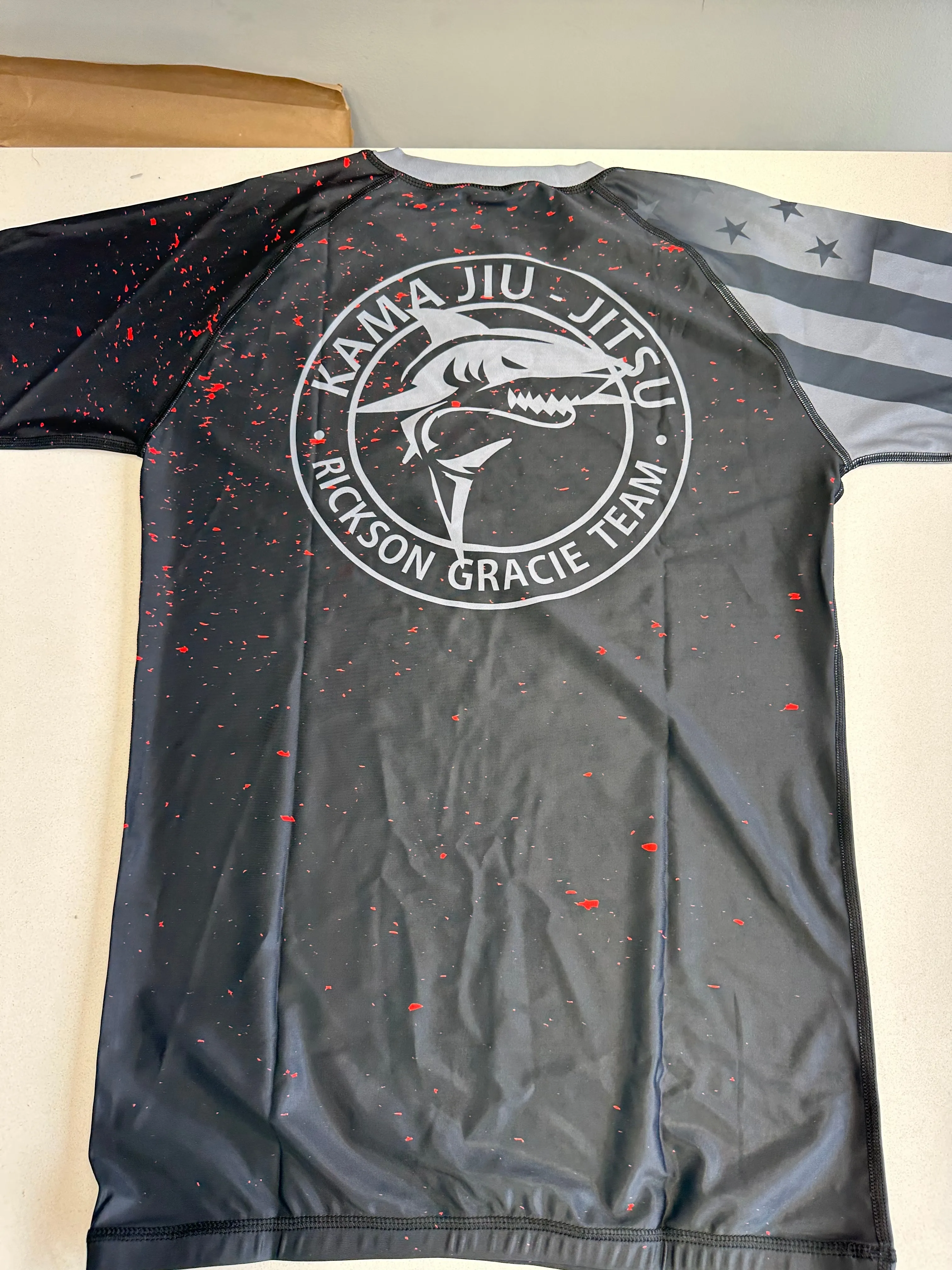 KJJ “Bloody Shark Bite” Rash Guard Black Short Sleeve