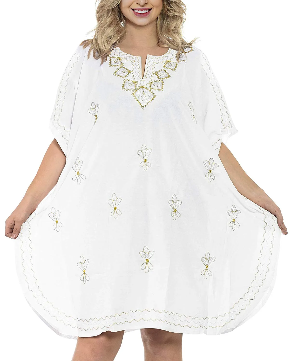LA LEELA Rayon 01 Solid Women's Caftan Kimono Nightgown Beachwear Cover up Dress