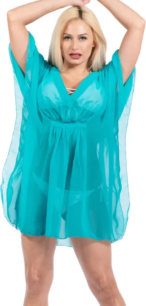 LA LEELA Women's Beach Cover ups Bikini Swimwear OSFM 4-14 [S-L] Green_X959