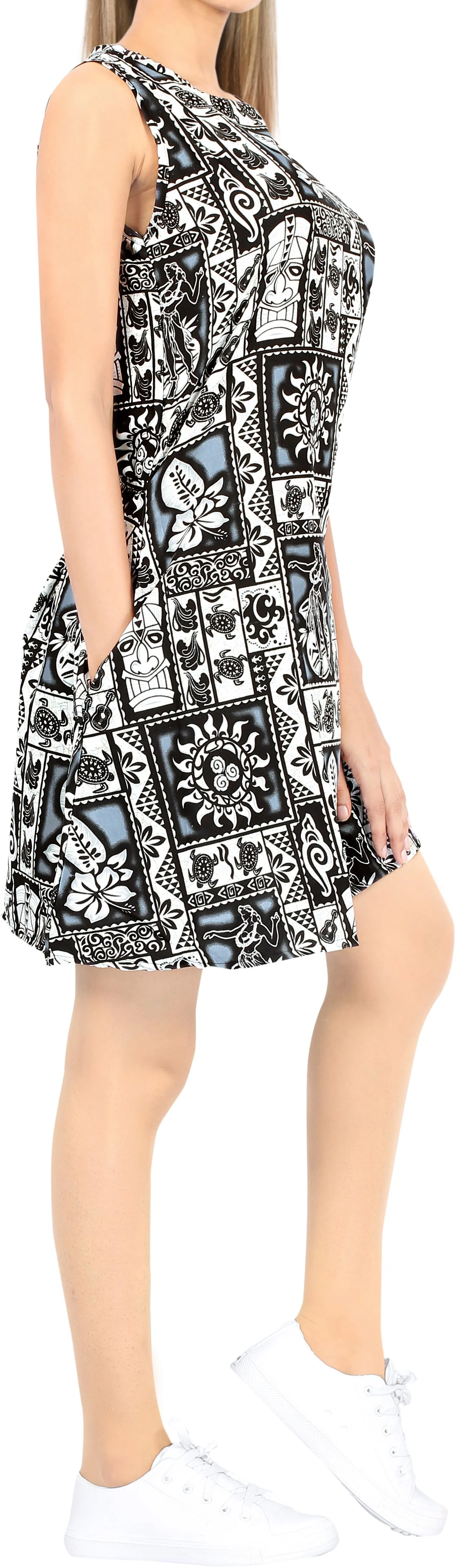 LA LEELA Women's Kaftan Swimsuit Cover Ups Dress Swimwear US 14 [L] Black_U613