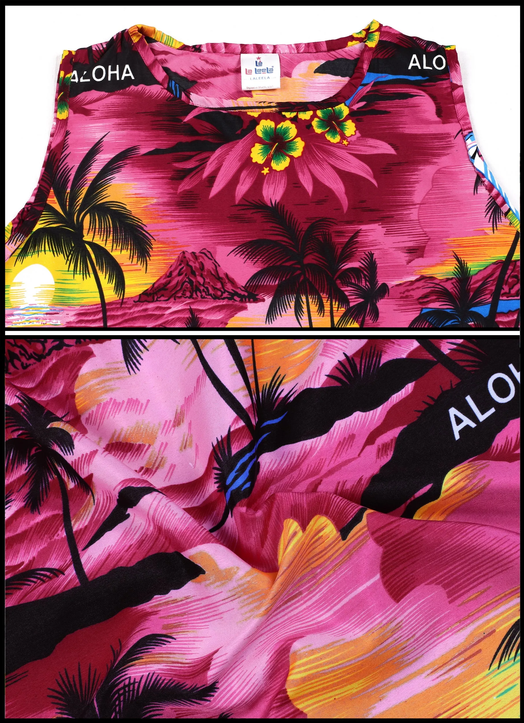 LA LEELA Women's Swimsuit Bathing Suit Cover Ups Swimwear US 14 [L] Pink_T759