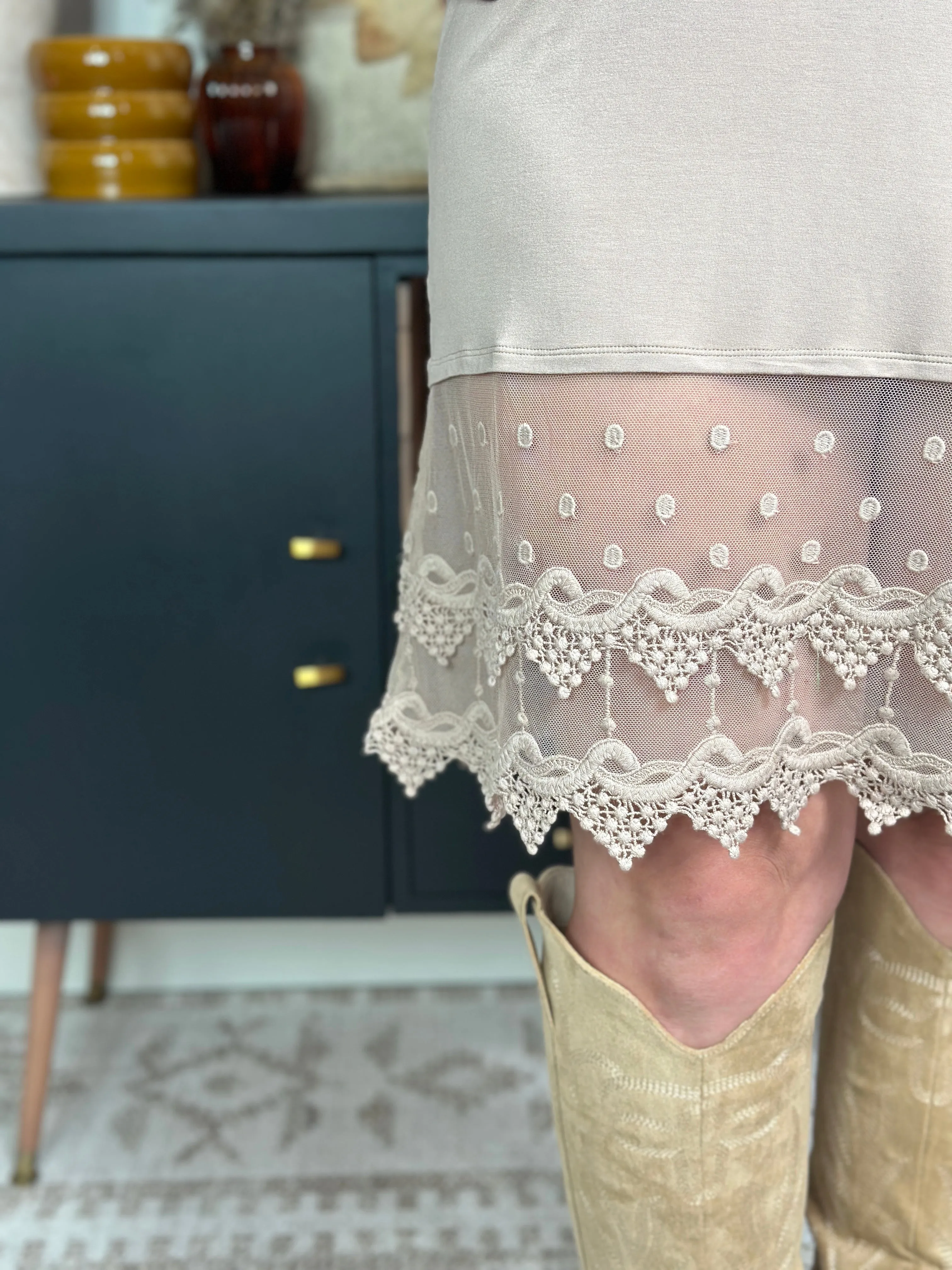 Lace Dress Slip Extender - Taupe