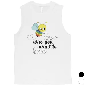 LGBT Bee Who Rainbow Mens Muscle Top