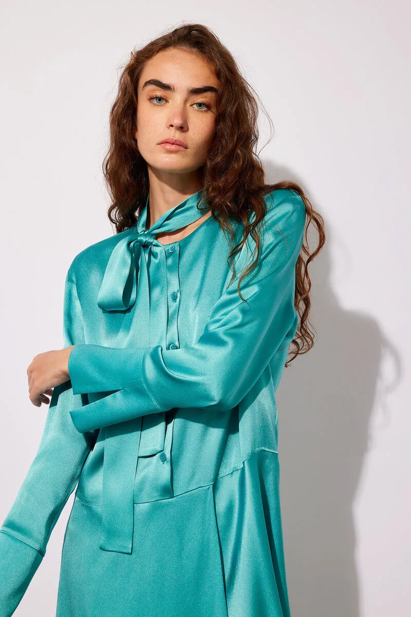 Light Satin Dress with Scarf
