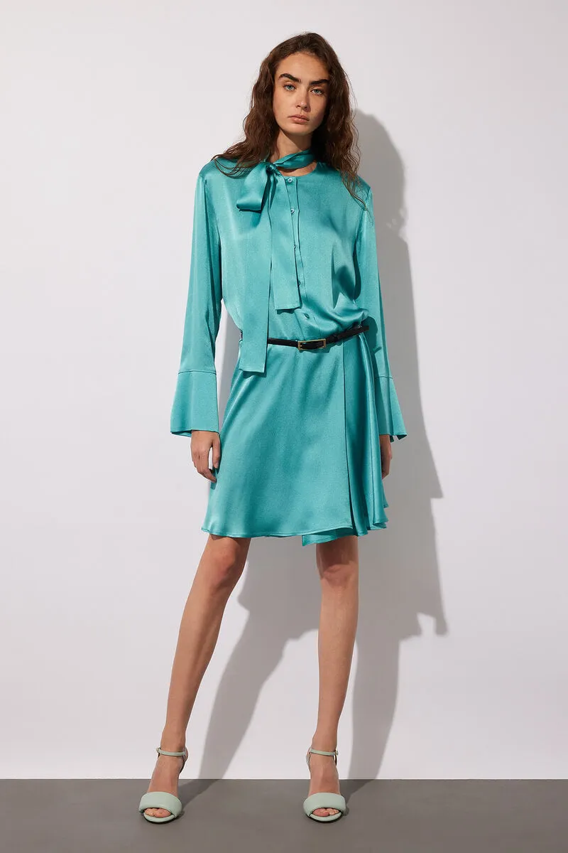 Light Satin Dress with Scarf