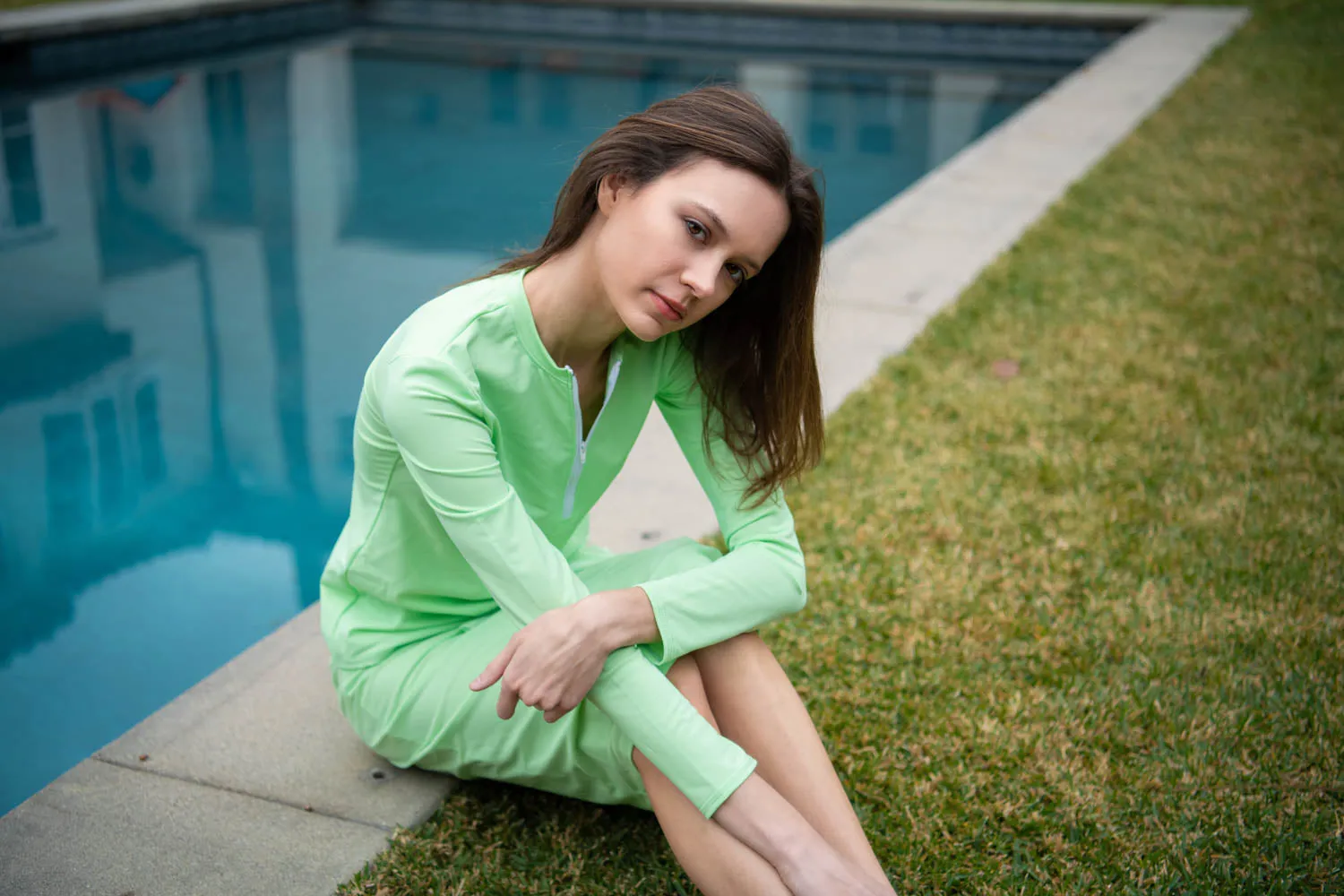 Lime Green Mesh Sarong Swim Skirt