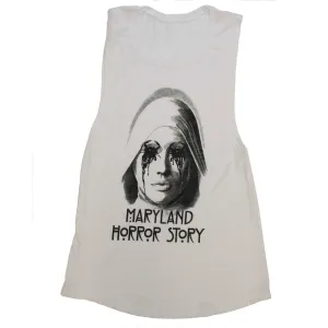 Maryland Horror Story (White Slub) / Ladies Flowy Scoop Muscle Tank