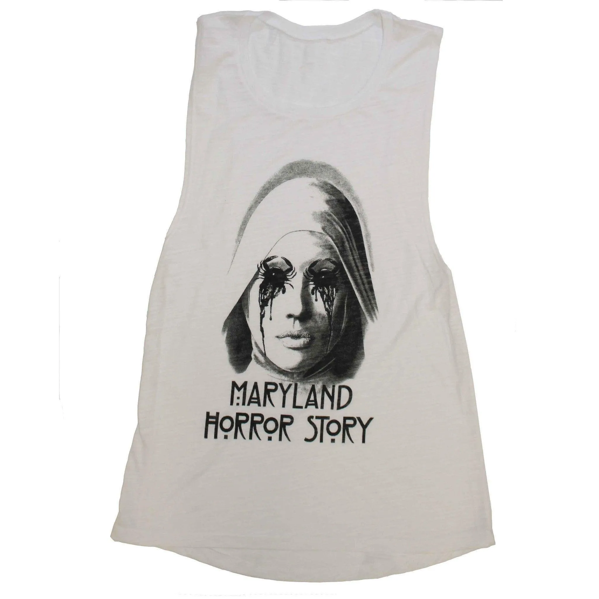 Maryland Horror Story (White Slub) / Ladies Flowy Scoop Muscle Tank