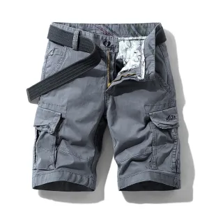 Men Summer New Premium Stretch Twill Cotton Cargo Shorts Men Casual Fashion Solid Classic Pockets