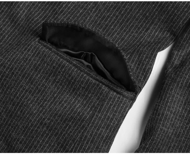 Men's Autumn/Winter Woolen Slim Striped Business Blazer