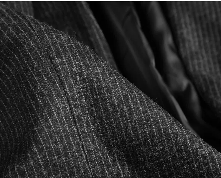 Men's Autumn/Winter Woolen Slim Striped Business Blazer