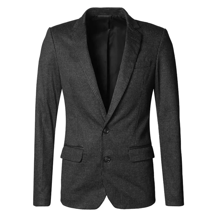 Men's Autumn/Winter Woolen Slim Striped Business Blazer