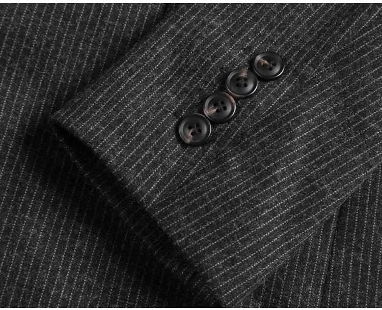 Men's Autumn/Winter Woolen Slim Striped Business Blazer