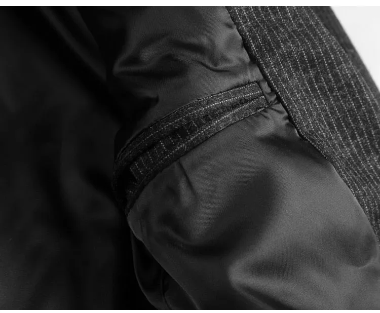 Men's Autumn/Winter Woolen Slim Striped Business Blazer